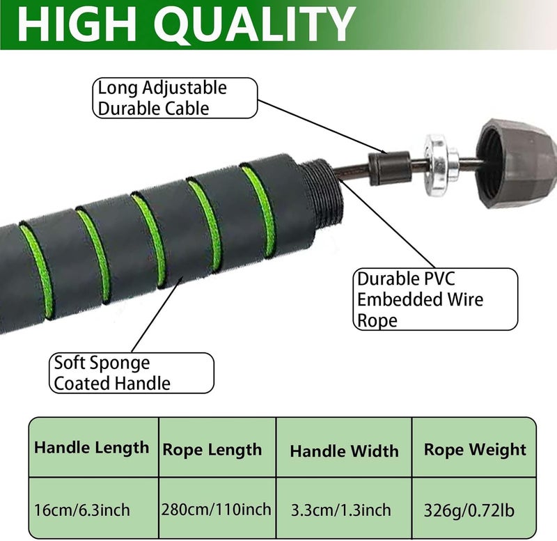 Goonidy Adjustable Weighted Jump Rope, 9ft Long Tangle-Free Rapid Speed Jumprope for Exercise Calisthenics Fitness Jumping Skipping Double Dutch Boxing Crossfit, Workout Stuff for Women Men Kids Adult - Image 3
